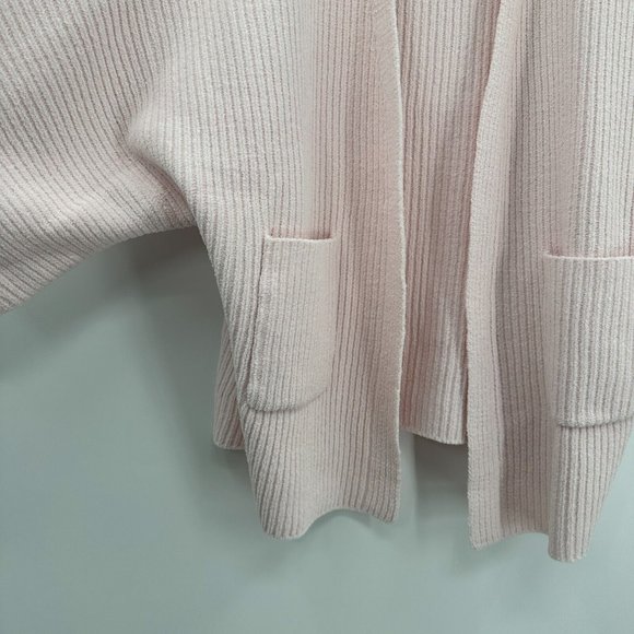 Softies 28" Rib Chenille Kimono Cardigan Sweater sz S/M Blush Pink Open Front - Picture 5 of 6